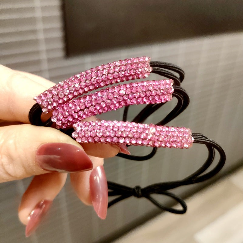 Wholesale High Elastic Head Rope for Women's Super Flash Rhinestone Hair Ring Hair Rope